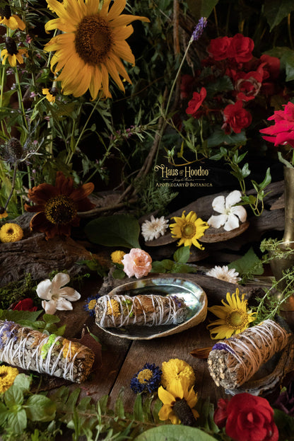 Rainbow Carnation Flowers & White Sage Bundle
